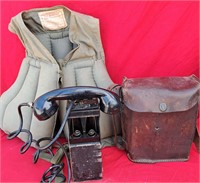 MILITARY STYLE LIFE JACKET & PHONE IN LEATHER CASE