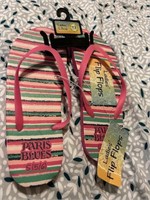 Womens Pink Stripes Flip Flops NEW L 9/10