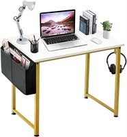 Lufeiya Small Computer Desk  White Gold  31.5