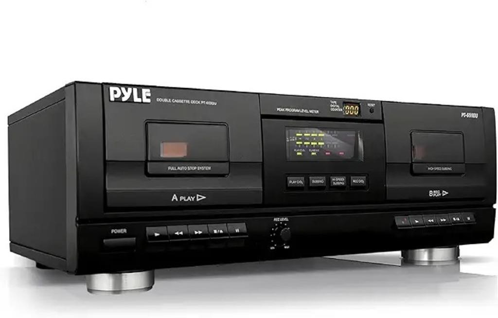 Pyleusa Dual Stereo Cassette Tape Deck-clear