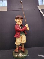 Large Golfing Statue - Resin- 42"H To Club Tip 30"