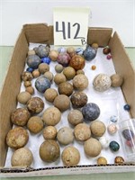 Flat of Early Clay Marbles