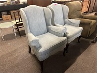 Pair Woodmark Originals Blue Wingback Chairs