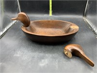 Wooden duck bowl - ducks head needs reattached