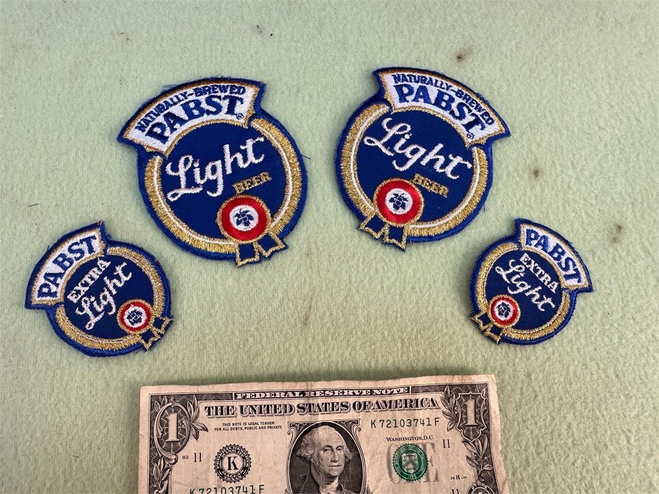 4 PATCHES PABST BLUE RIBBON LIGHT