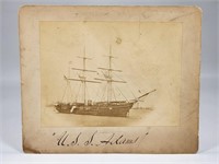 ANTIQUE PHOTOGRAPH SAILING SHIP U.S.S. ADAMS