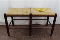 Vintage Double Rush Seat Red Bench