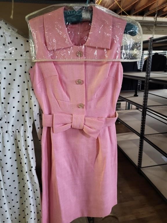 VTG Pink Belted & Collared Dress