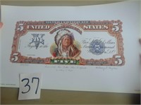 $5 Silver Certificate Print