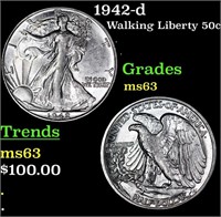 1942-d Walking Liberty Half Dollar 50c Grades Sele