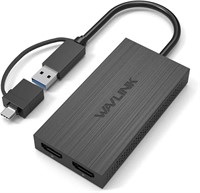 WAVLINK USB C or USB 3.0 to Dual HDMI Adapter