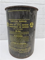 Civil Defense Survival Supply Empty Barrel 16 x22