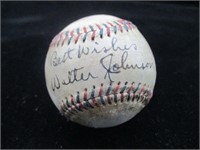 Walter Johnson Signed Red & Black Baseball