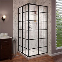 French Corner Shower Enclosure, 34.5"x34.5"x72"