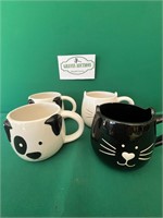 New 2 Dog Mugs 2 Cat Mugs