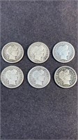 (6) BARBER DIMES 1910 TO 1915