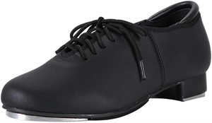 Linodes PU Leather Lace Up Tap Shoe-Black-6M