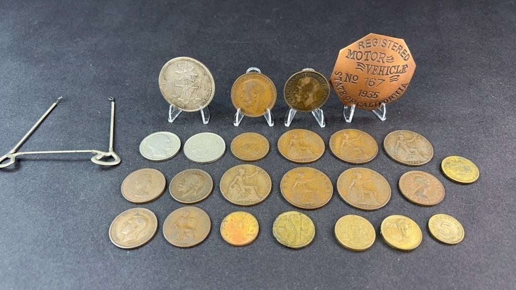 FORIGN COINS & TOKENS, CALIFORNIA  LICENSE