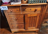 Oak Spoon-Carved Commode