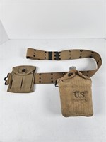 Mills 1918 US Pistol Web Belt & Canteen