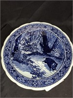 12 “ DELFT BLUE & WHITE HUNT SCENE PLATE