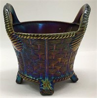 Northwood Carnival Glass Basket Weave Bowl