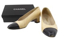 Chanel Cream & Black Pumps Size 34.5