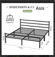 King Bed Frame with Headboard and Footboard