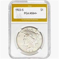 1923-S Silver Peace Dollar PGA MS64+