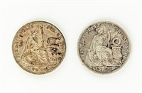 Coin (2) Peru UN SOL 1869 & 1872