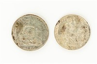 Coin (2) Peru Large Crown Size Silver 1875 & 1916