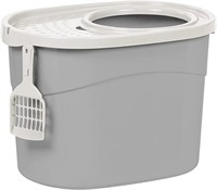 IRIS USA Top Entry Cat Litter Box, Rounded Kitty
