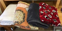 Vintage Quilt and 3 Queen Blankets