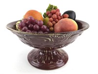Ceramic Serving Bowl W/Artificial Fruit