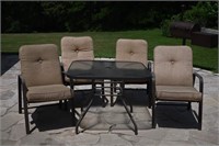 Metal Glass Top Patio Table & Chairs