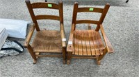 (2) childrens rocking chairs, woven seat and