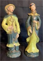 Lot of 2 Vintage Painted Chalk-Ware Asian Figures