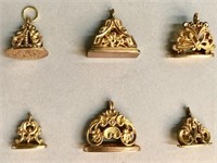 6 Victorian gold-filled chatelaine fob