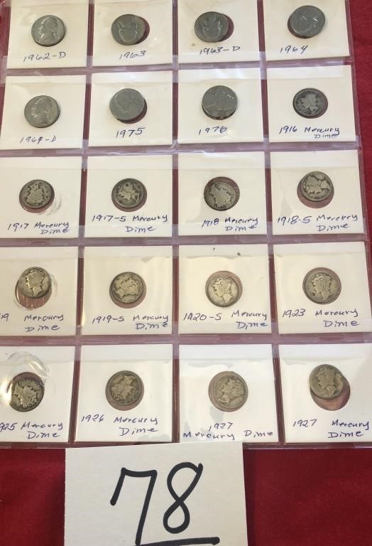 Sleeve sheet with mercury dimes and nickels