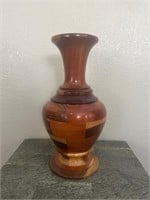 Vintage Hand Turned Wood Vase Inlay Multiple Woods