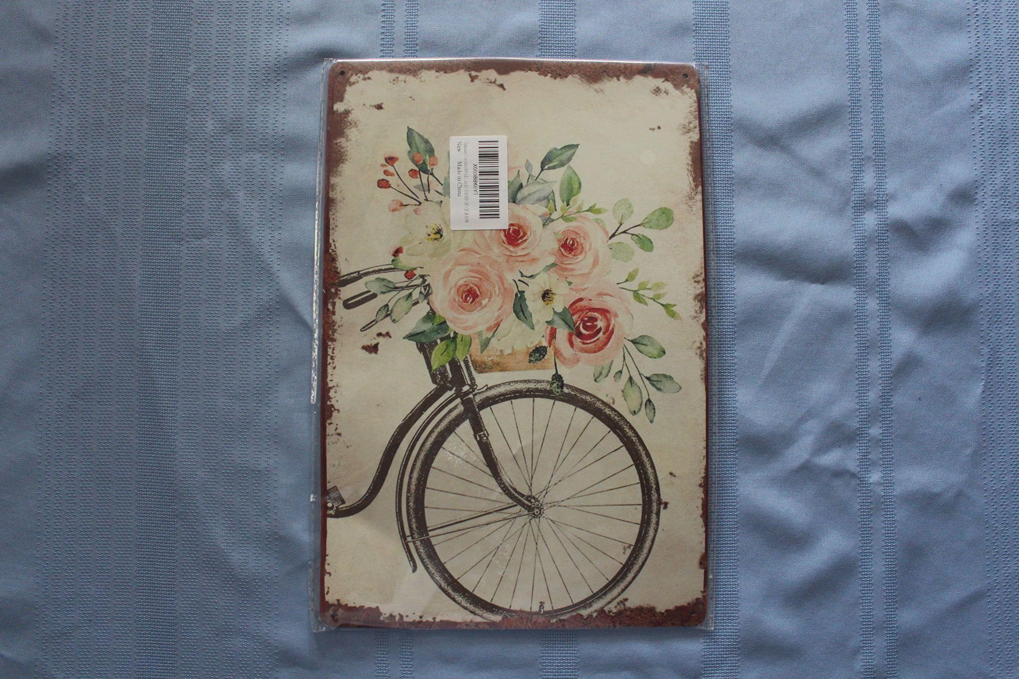 Retro Tin Sign: Bike...Roses