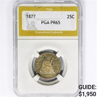 1877 Seated Liberty Quarter PGA PR65