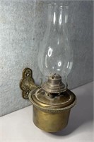 Antique Miller Brass wall oil lamp