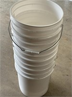 (5) MKS Plastics 5 Gal. Buckets