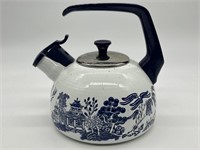 Heritage Mint  Blue Willow Enamelware Tea Pot