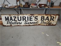 Vintage Tin Sign- "Mazurie's Bar"
