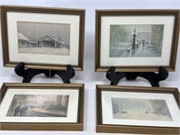 -4 small framed Paul Sawyier prints-covered