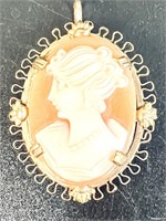 VINTAGE  CAMEO WITH GOLD FILLED BACKING