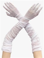 New Women Sheer Gloves Mesh Tulle Long Gloves