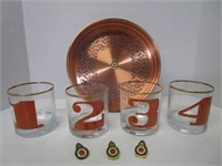 1989 CANADA LIFE COPPER TRAY TROPHY WITH GLASSES